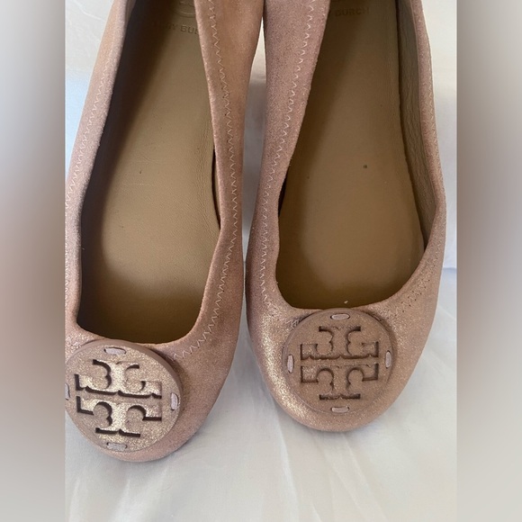 Tory Burch metallic sea shell pink minnie travel ballet flats, Size 8.5 - Picture 3 of 5